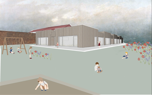 Planungsentwurf für den Neubau der Kindertagesstätte in Landsweiler.